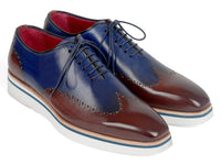 Paul Parkman Men's Smart Casual Wingtip Oxfords Brown & Blue (ID#187-BRW-BLU) - WKshoes
