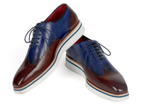 Paul Parkman Men's Smart Casual Wingtip Oxfords Brown & Blue (ID#187-BRW-BLU) - WKshoes