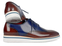 Paul Parkman Men's Smart Casual Wingtip Oxfords Brown & Blue (ID#187-BRW-BLU) - WKshoes