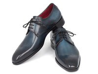 Paul Parkman Men's Navy & Blue Medallion Toe Derby Shoes (ID#6584-NAVY) - WKshoes