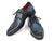 Paul Parkman Men's Navy & Blue Medallion Toe Derby Shoes (ID#6584-NAVY) - WKshoes