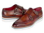 Paul Parkman Men's Smart Casual Monkstrap Shoes Brown Leather (ID#189-BRW-LTH) - WKshoes