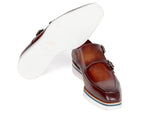 Paul Parkman Men's Smart Casual Monkstrap Shoes Brown Leather (ID#189-BRW-LTH) - WKshoes