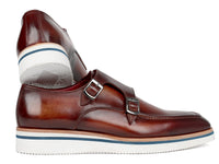Paul Parkman Men's Smart Casual Monkstrap Shoes Brown Leather (ID#189-BRW-LTH) - WKshoes