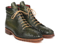 Paul Parkman Men's Green Crocodile Embossed Leather Boots (12811-GRN)
