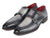 Paul Parkman Men's Gray Leather Double Monkstrap Shoes (ID#SW534GY) - WKshoes