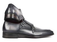 Paul Parkman Men's Gray Leather Double Monkstrap Shoes (ID#SW534GY) - WKshoes