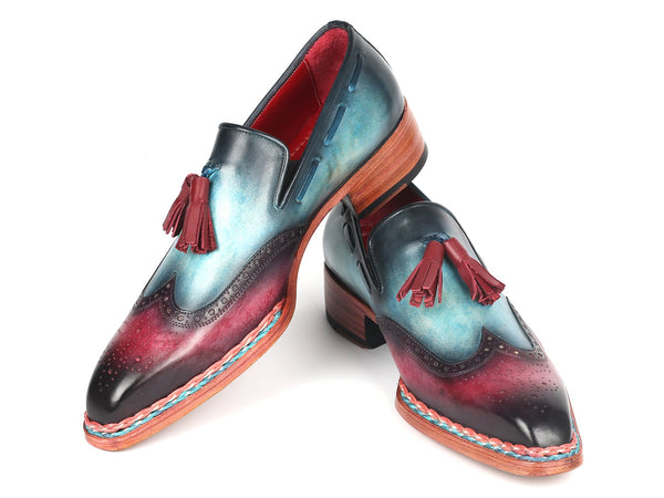 Paul Parkman Norwegian Welted Tassel Loafers Blue & Purple (ID#8507-BPR) - WKshoes