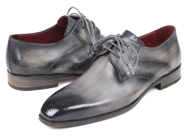 Paul Parkman Men's Gray Medallion Toe Derby Shoes (ID#6584-GRY) - WKshoes
