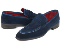 Paul Parkman Men's Penny Loafers Navy Suede (ID#10SD21) - WKshoes
