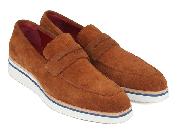 Paul Parkman Men's Smart Casual Penny Loafers Camel Suede (ID#180-CML-SD) - WKshoes
