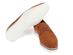 Paul Parkman Men's Smart Casual Penny Loafers Camel Suede (ID#180-CML-SD) - WKshoes