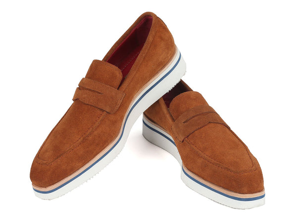 Paul Parkman Men's Smart Casual Penny Loafers Camel Suede (ID#180-CML-SD) - WKshoes