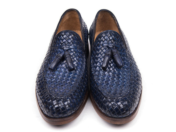 Paul Parkman Woven Leather Tassel Loafers Navy (ID#WVN44-NAVY) - WKshoes
