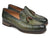 Paul Parkman Green Woven Leather Tassel Loafers - WKshoes