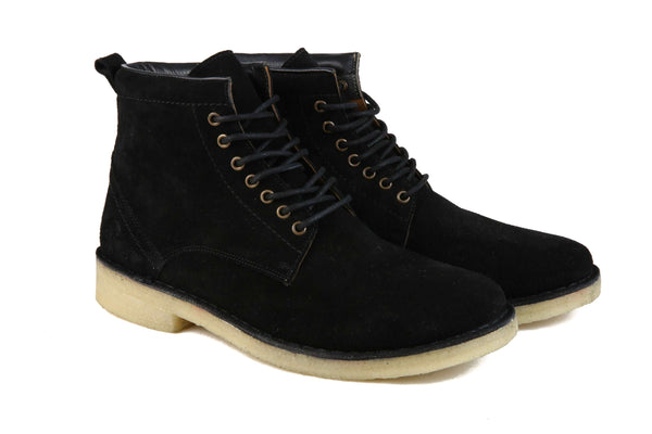 Hound and Hammer Men's Laced Suede Boots, Black - WKshoes