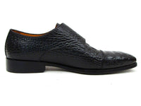 Paul Parkman Men's Black Crocodile Embossed Calfskin Double Monkstrap - WKshoes