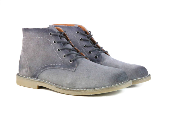 Hound and Hammer Men's Laced Suede Boots, Burnished Grey - WKshoes