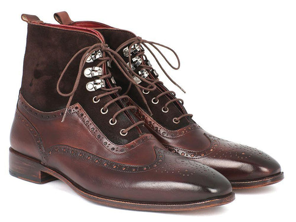 Paul Parkman Men's Brown Suede & Calfskin Wingtip Boots - WKshoes